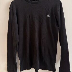 South Pole Black Ribbed Long Sleeve Tee